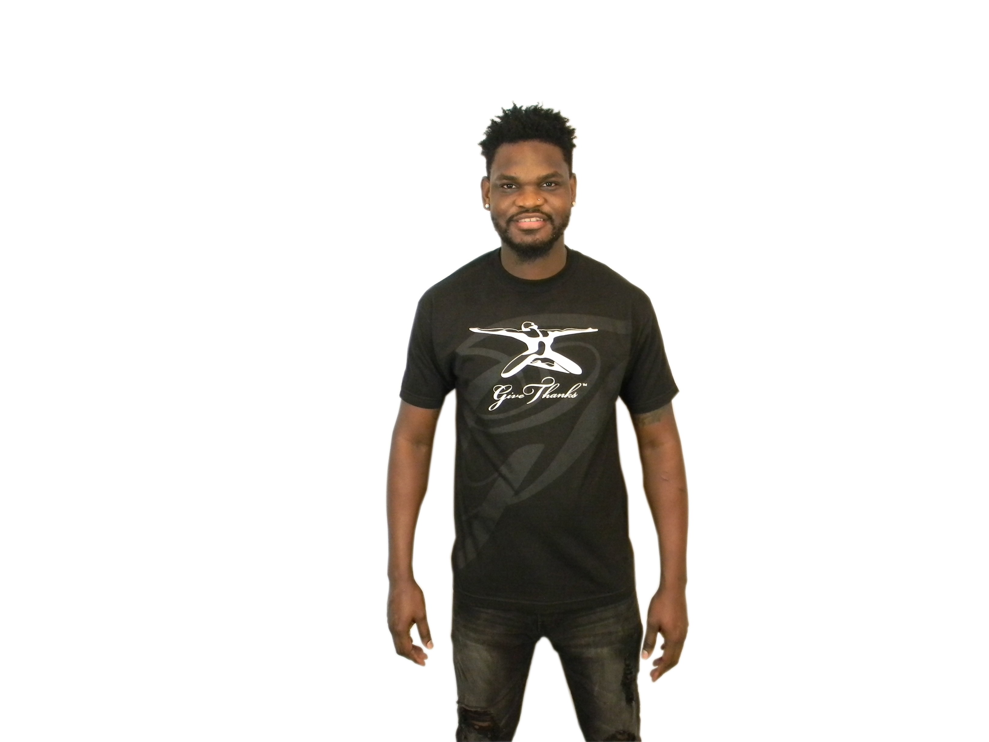 10 - GT Brand Men's Crew Neck T-Shirt (white on black)