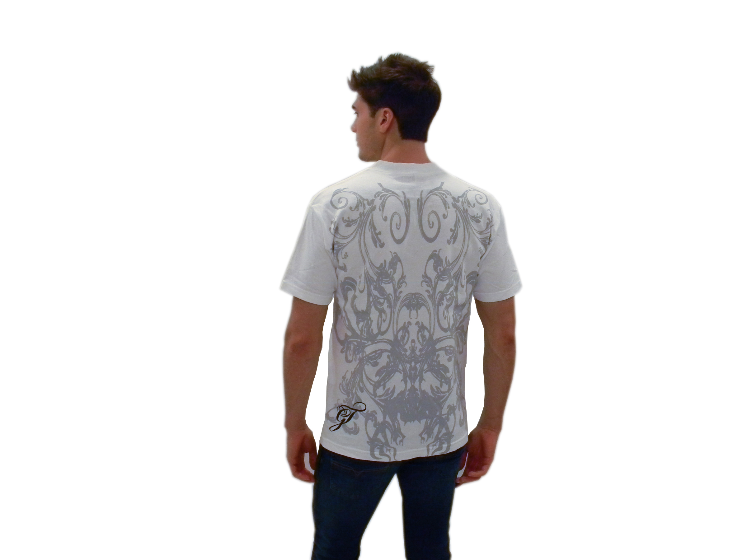 8 - GT Brand t-shirt pour hommes (gris sur blanc)